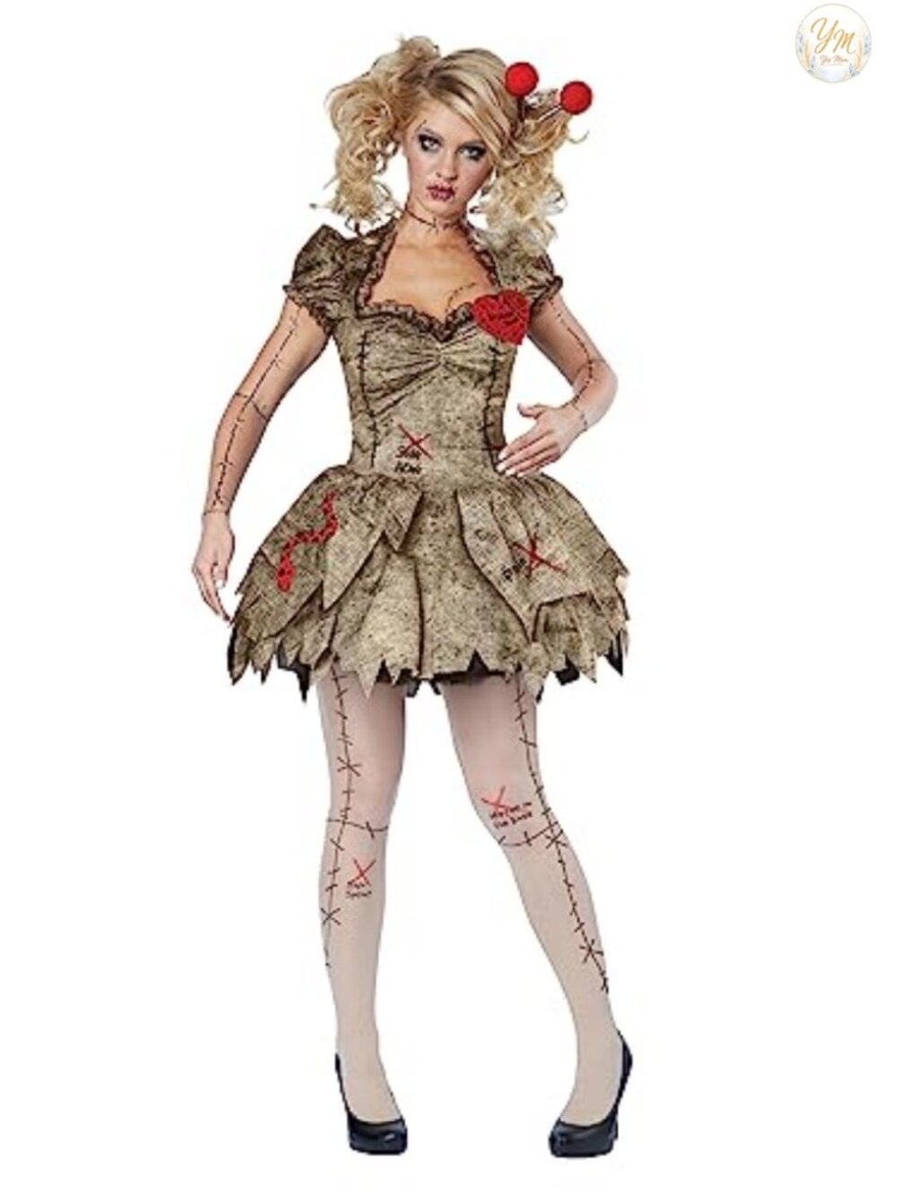 California Costumes Voodoo Dolly Dress Hosiery Stick Pins Heart Pin